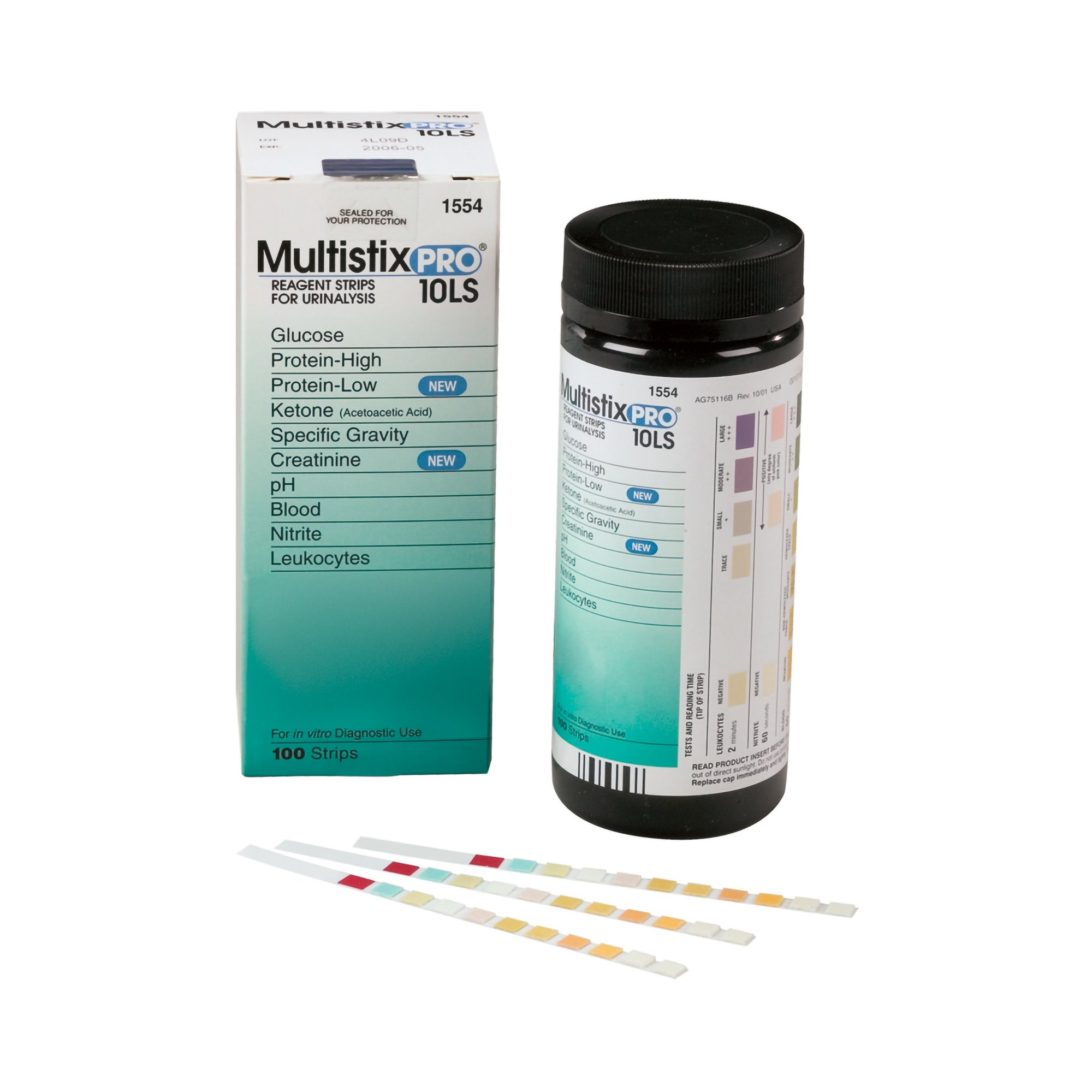 Multistix Pro 10LS, For Clinitek Status® Family of Analyzers, CLIA Waived [10331147] (100/BTL) by Siemens Diagnostics  ID 1554